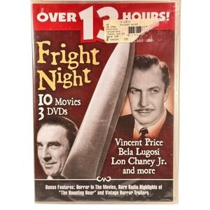Fright Night 10 Movie Collection 3 DVD Set Vincent Price Bela Lugosi Lon Chaney